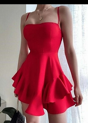 Kırmızı mini prenses elbise 