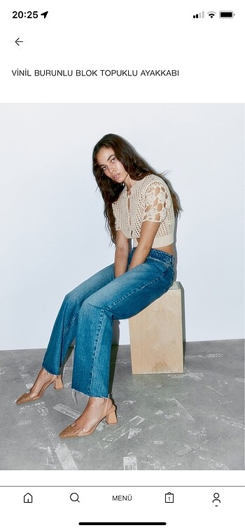 Zara Vinil burunlu blok topuklu ayakkabı
