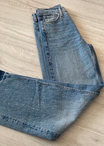 Diğer Mavi Payetli taşlı Regular Fit Kadın Kot