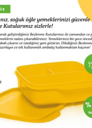 Tupperware bölmeli beslenme kabı