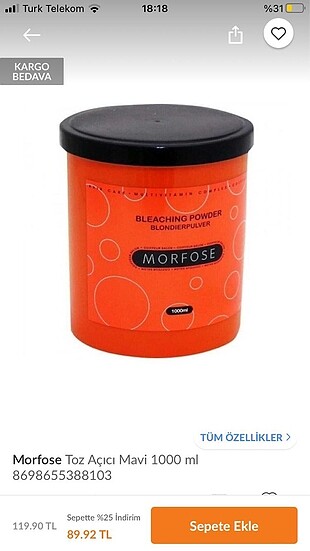 Morfose Saç açıcı toz