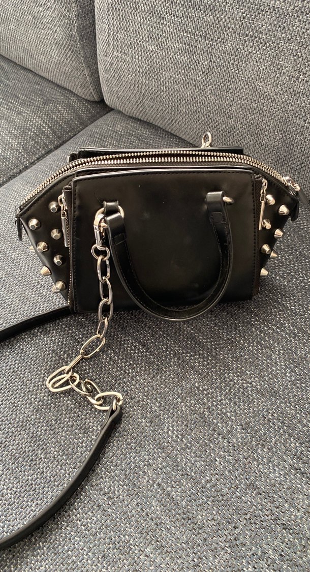 Zara Zincir Detaylı Siyah  Deri Çanta - Görsel 3