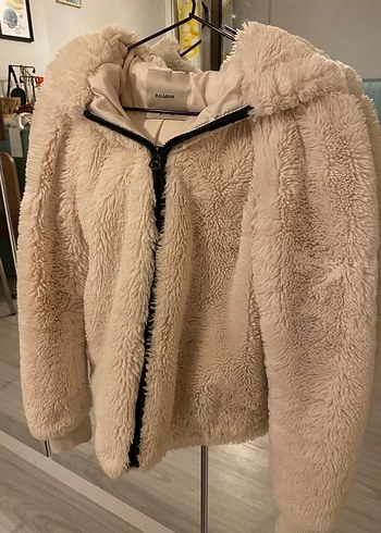Beyaz Kürklü Kadın Midi Ceket - Görsel 6