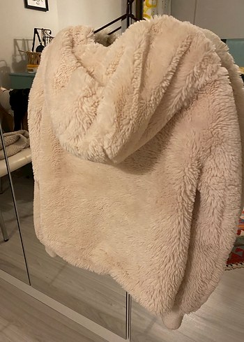 Beyaz Kürklü Kadın Midi Ceket - Görsel 5