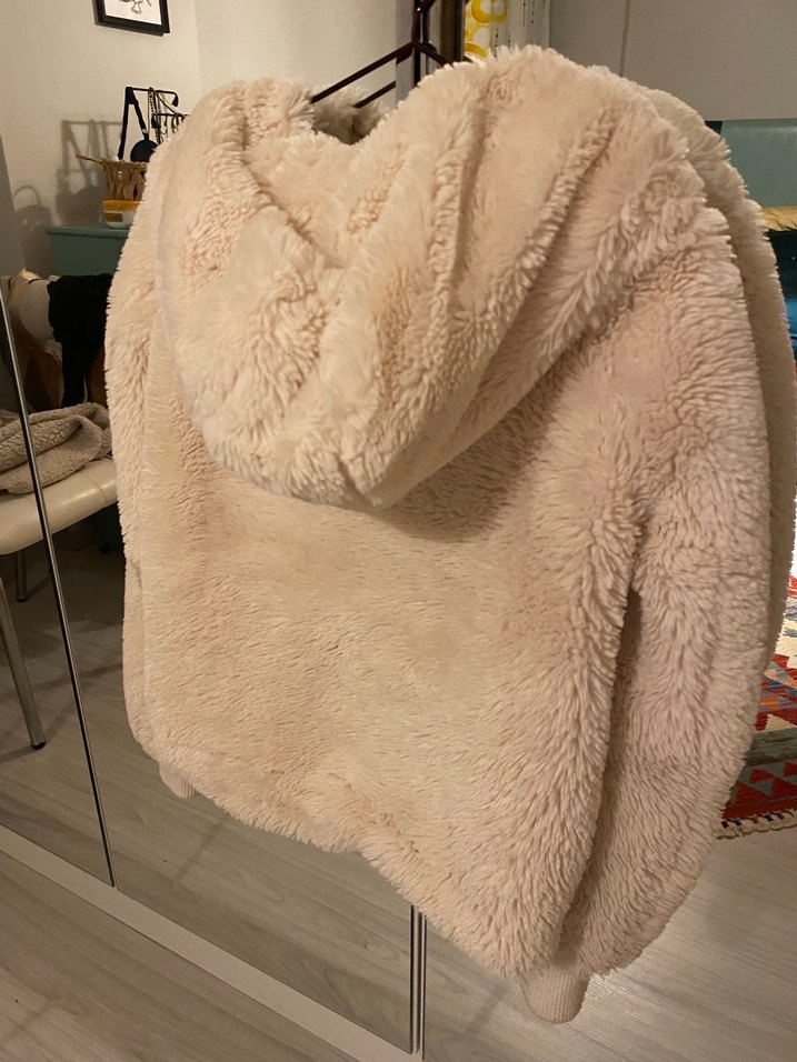 Beyaz Kürklü Kadın Midi Ceket - Görsel 5