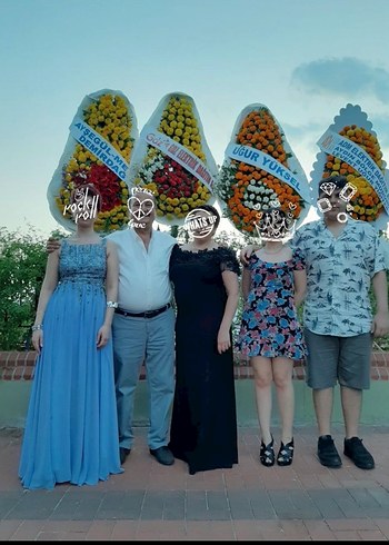 Bebe Mavisi Nakışlı Uzun Abiye Elbise - Görsel 3