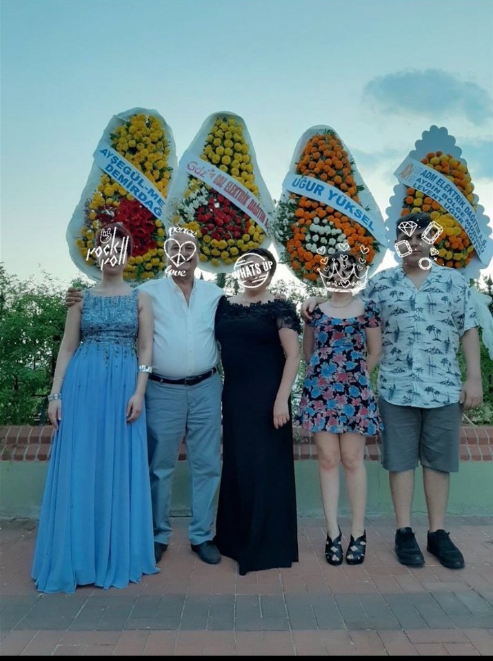 Bebe Mavisi Nakışlı  Uzun Abiye Elbise - Görsel 3