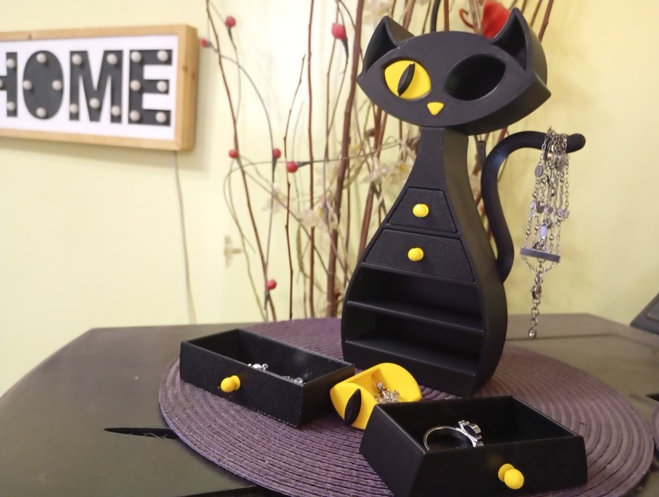 Siyah Kedi Şeklinde Takı Askısı - Görsel 2
