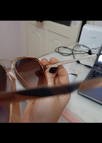 Bej Transparan Vintage Kadın Güneş Gözlüğü - Görsel 2