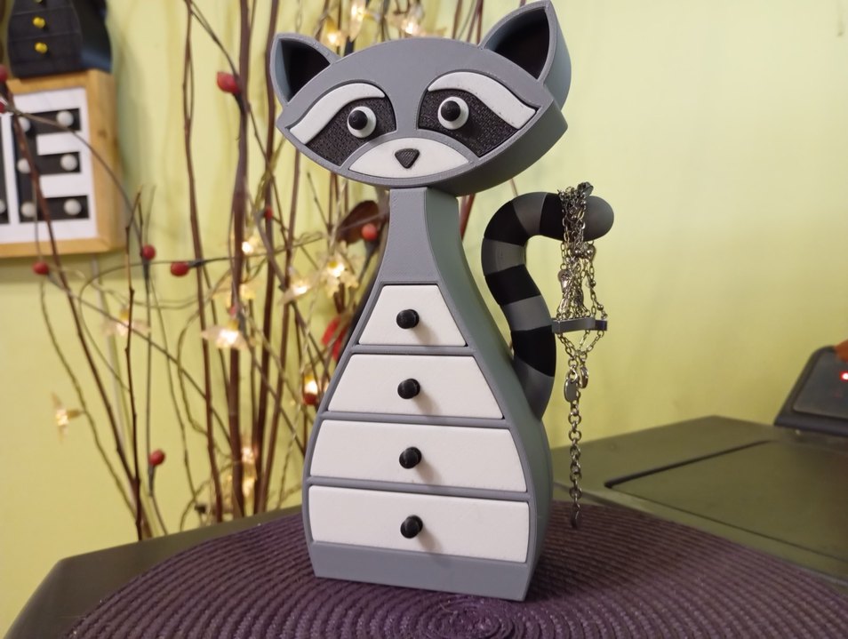 Gri Rakun Tasarımlı Kedi Aksesuar Kutusu - Görsel 3