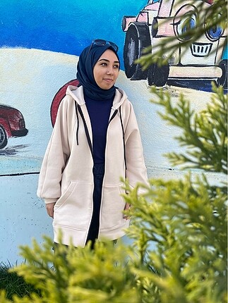 Diğer fermuarlı oversize bej sweatshirt