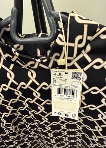 Mango Zincir Desenli Siyah Mini Elbise - Görsel 2