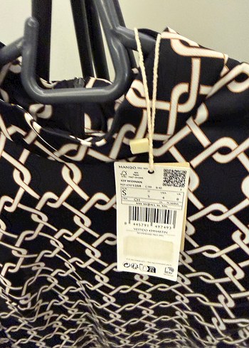 Mango Zincir Desenli Siyah Mini Elbise - Görsel 3