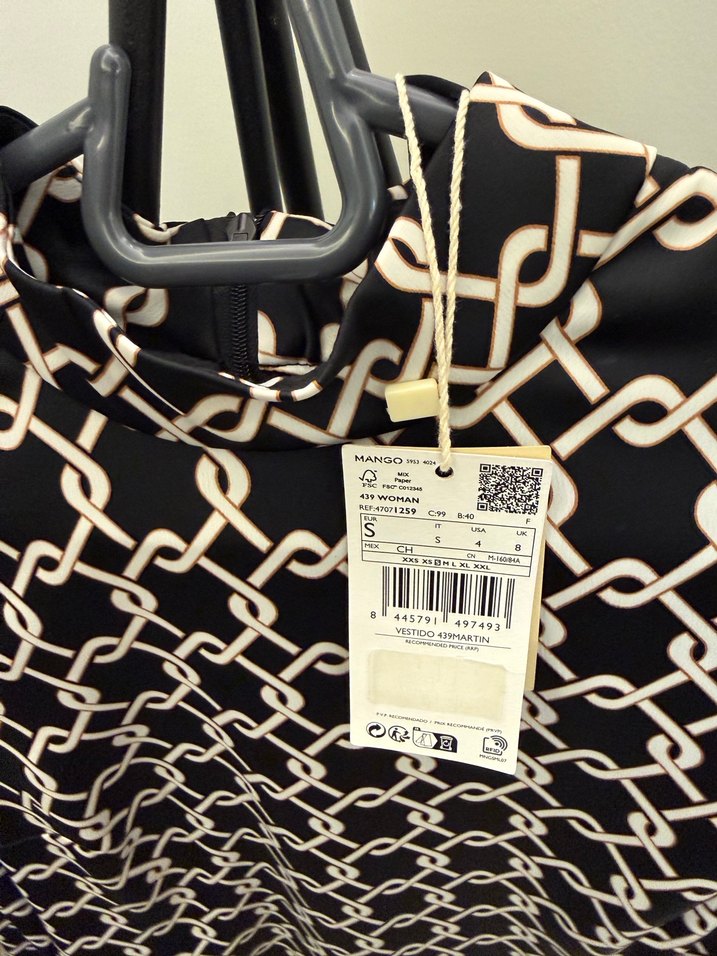 Mango Zincir Desenli Siyah Mini Elbise - Görsel 2