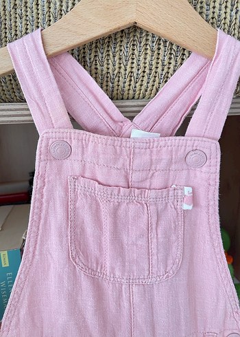 Kız Çocuk Pembe Pamuklu Askılı Tulum - Görsel 3