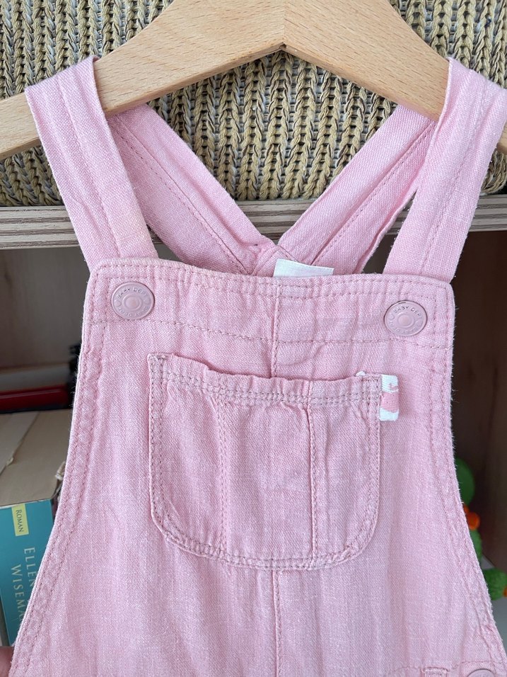 Kız Çocuk Pembe Pamuklu Askılı Tulum - Görsel 3