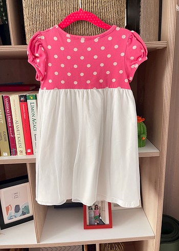 Kız Çocuk Pembe Kısa Kollu Pamuklu Elbise - Görsel 3