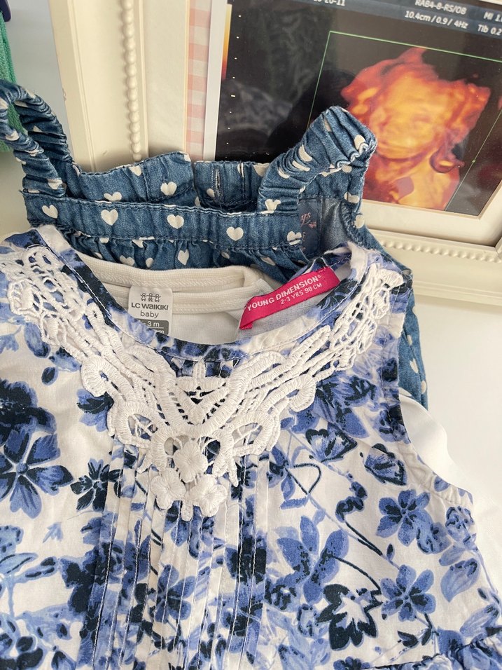 Mavi Dantel Detaylı Kız Çocuk Elbise 3 ürün tek fiyat - Görsel 3