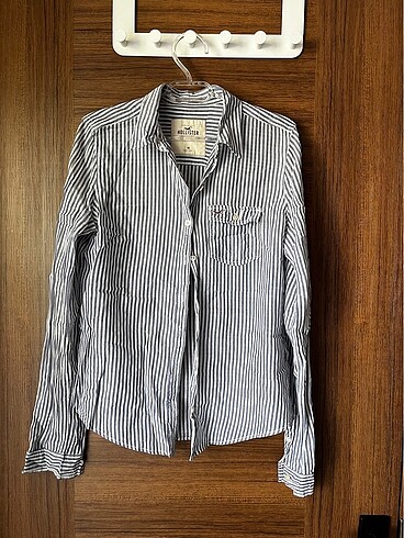 Hollister Mavi beyaz çizgili tiril gömlek