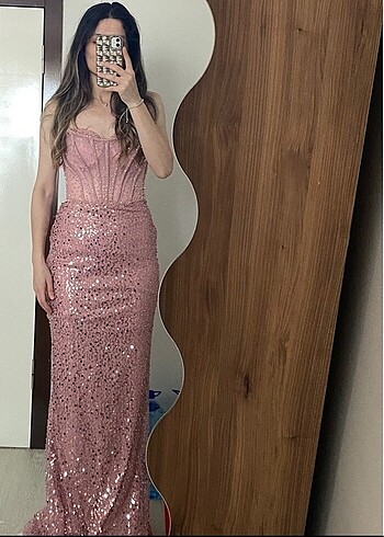 Oleg Cassini Toz Pembe Abiye