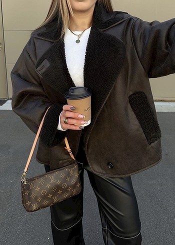 Zara Kahverengi İçi Yünlü Ceket - Görsel 9