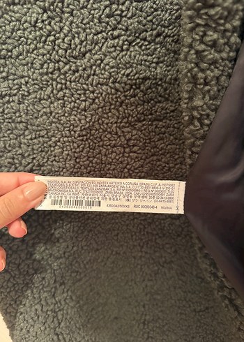 Zara Koyu Yeşil Peluş Kürk Kaban - Görsel 4