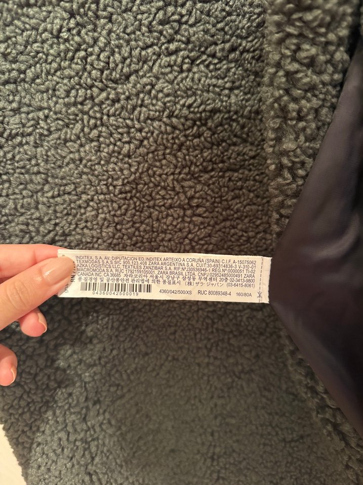 Zara Koyu Yeşil Peluş Kürk Kaban - Görsel 4