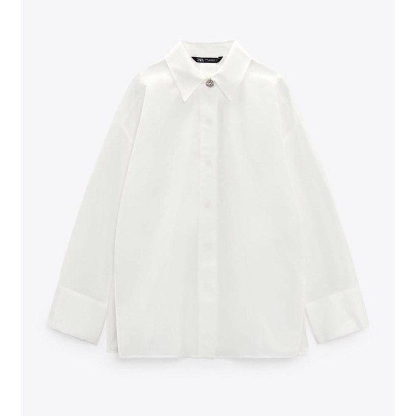 Zara Taş Düğmeli Beyaz Gömlek - Görsel 2