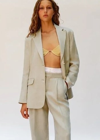 Zara Keten Blazer Ceket Pantolon Takım - Görsel 12