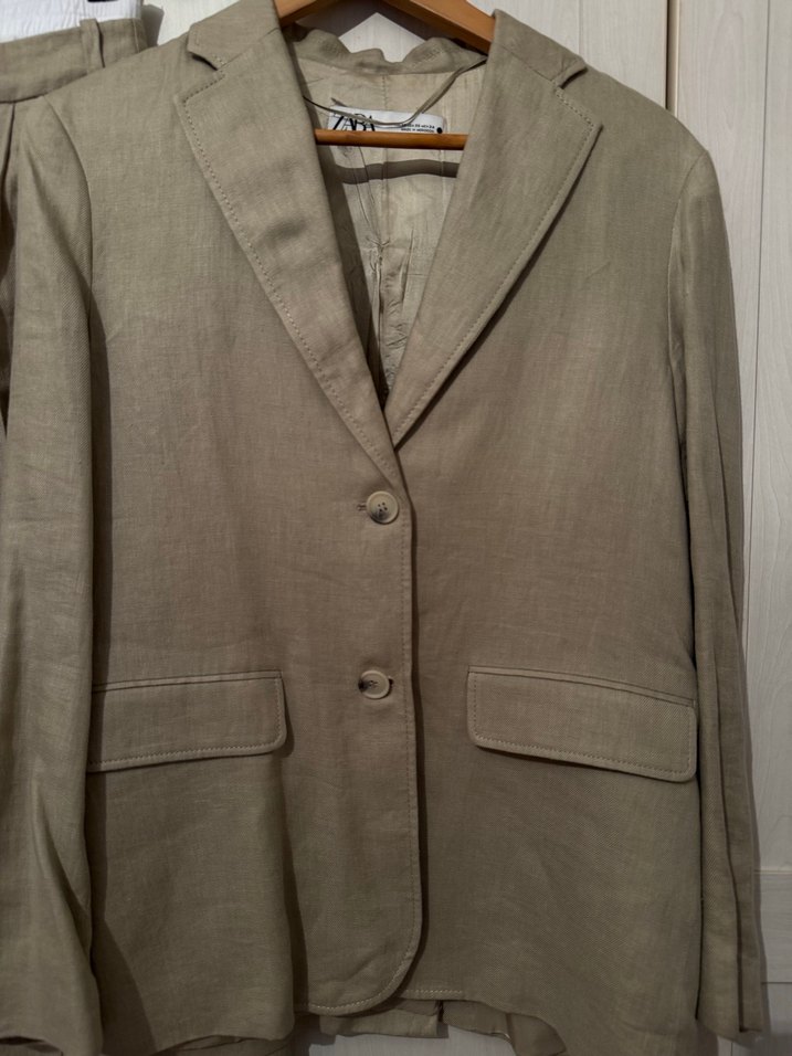 Zara Keten Blazer Ceket Pantolon Takım - Görsel 3