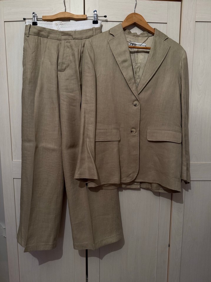 Zara Keten Blazer Ceket Pantolon Takım - Görsel 2