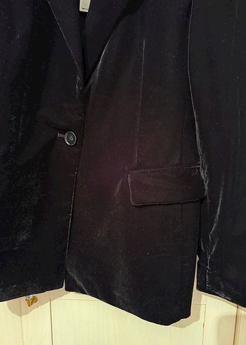 Mango Siyah Kadife Blazer Ceket - Görsel 5
