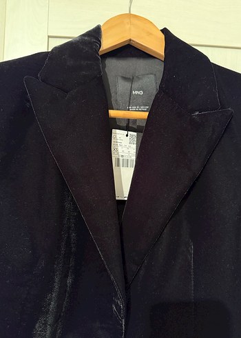 Mango Siyah Kadife Blazer Ceket - Görsel 4