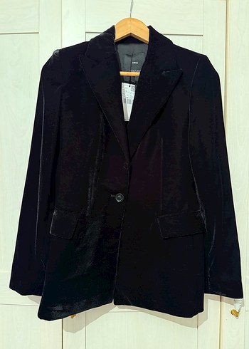 Mango Siyah Kadife Blazer Ceket - Görsel 3