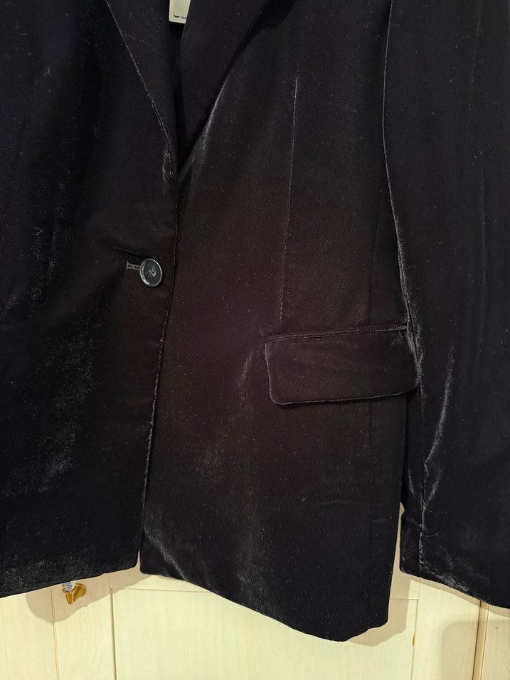 Mango Siyah Kadife Blazer Ceket - Görsel 5