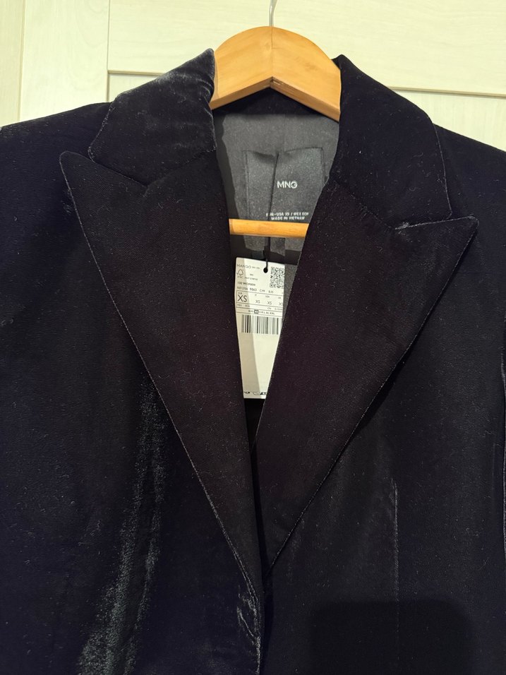 Mango Siyah Kadife Blazer Ceket - Görsel 4