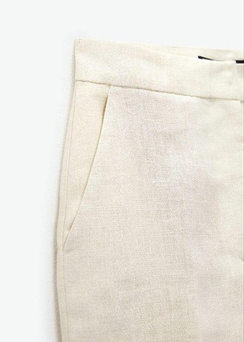 Zara Metalik Simli Keten Pantolon - Görsel 8