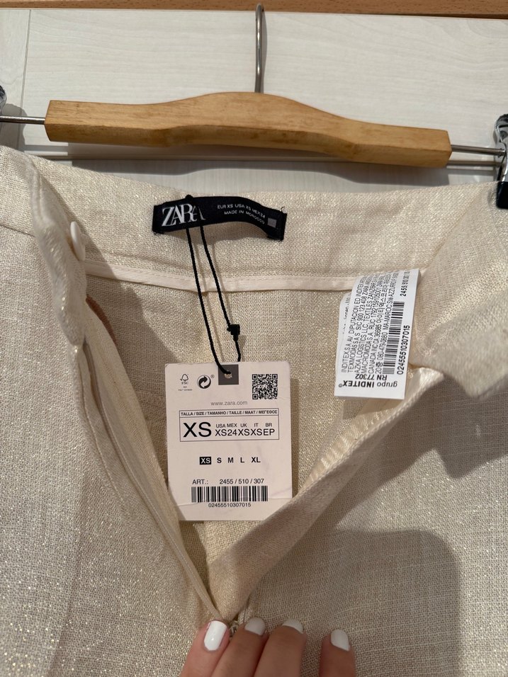 Zara Metalik Simli Keten Pantolon - Görsel 4