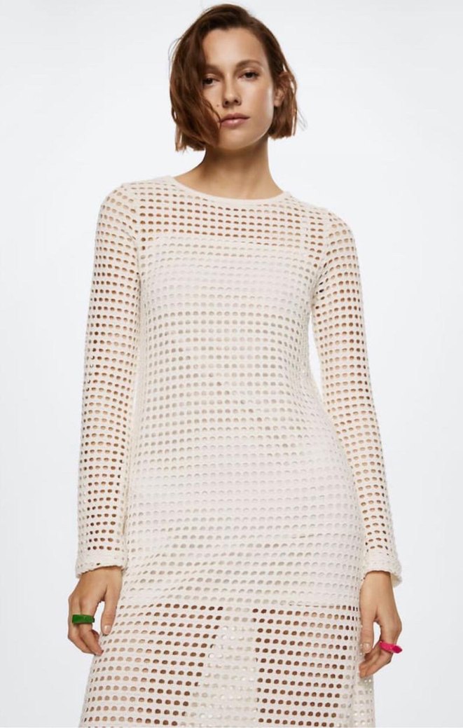 Mango Delikli Koton Elbise - Görsel 2