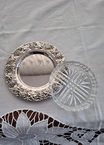 üzümlü gümüş kaplama Tabak ve Cam Tabak - Görsel 2