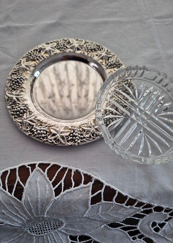 üzümlü gümüş kaplama Tabak ve Cam Tabak - Görsel 5