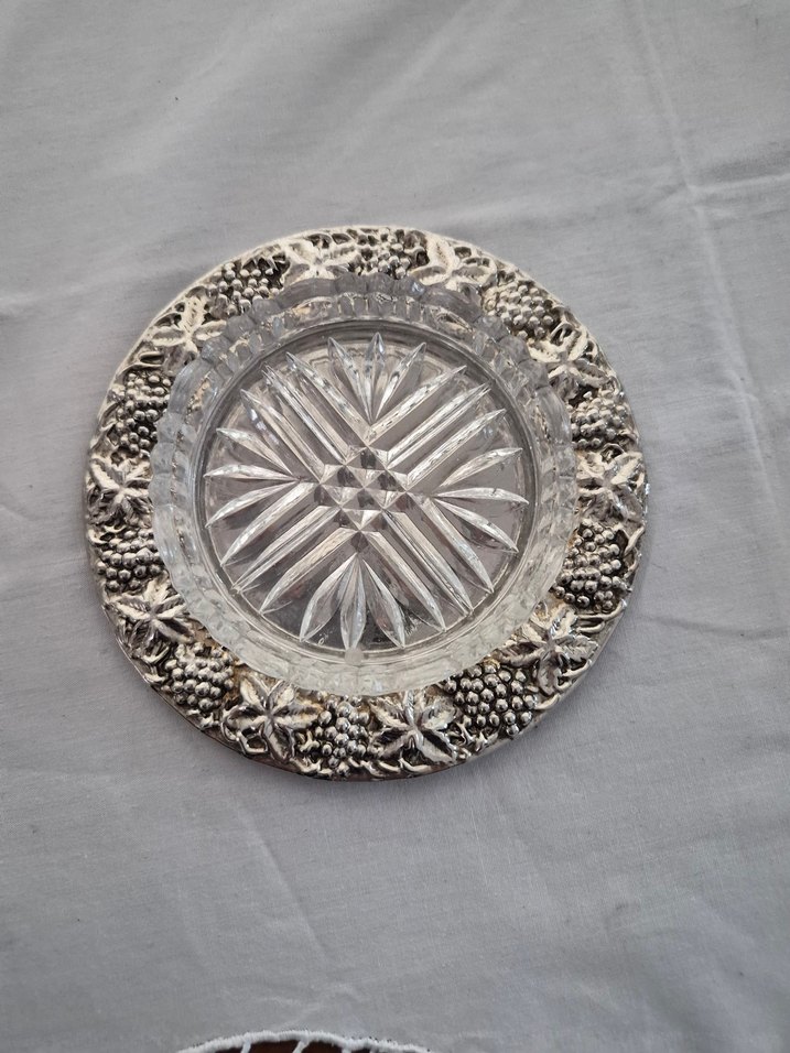 üzümlü gümüş kaplama Tabak ve Cam Tabak - Görsel 4