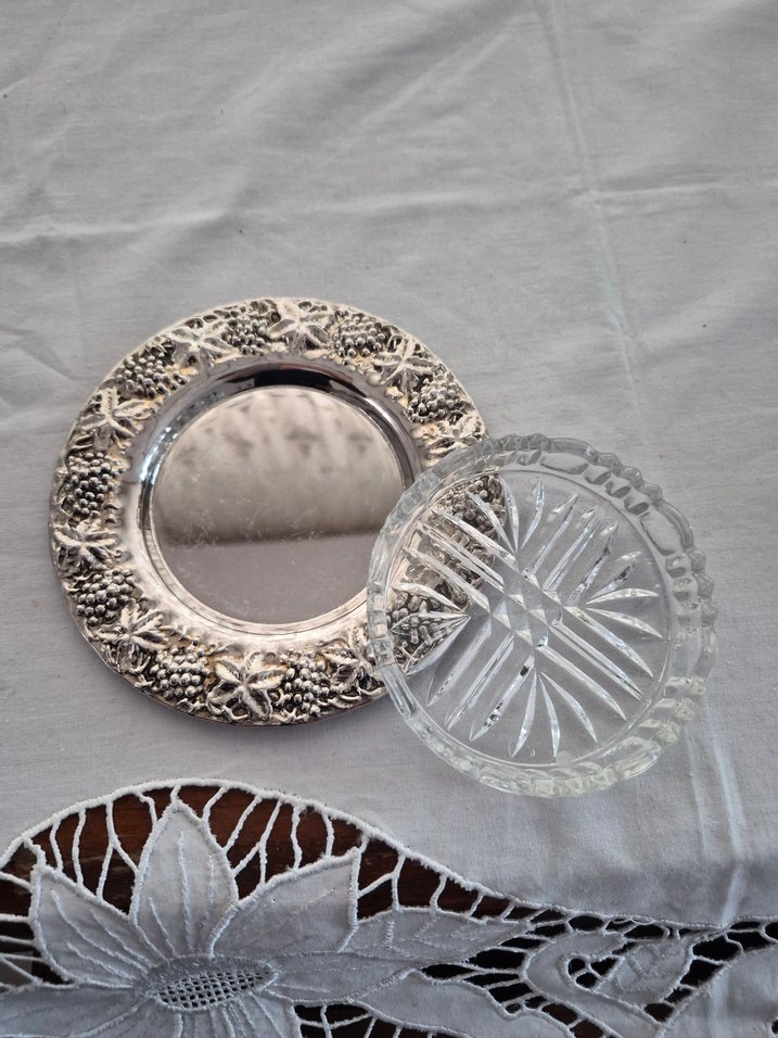 üzümlü gümüş kaplama Tabak ve Cam Tabak - Görsel 2