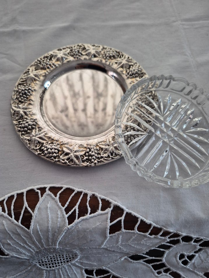 üzümlü gümüş kaplama Tabak ve Cam Tabak - Görsel 5