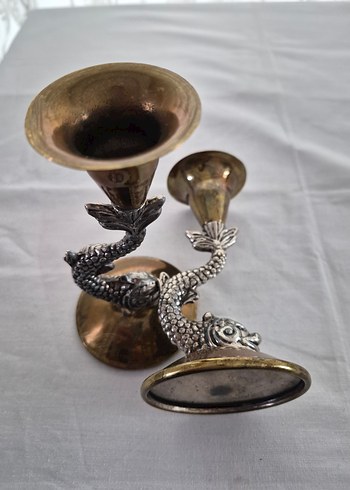 pirinç kio Balık Figürlü Şamdan Seti - Görsel 5