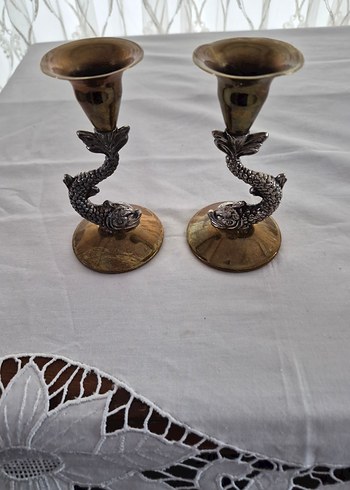 pirinç kio Balık Figürlü Şamdan Seti - Görsel 3