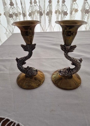 pirinç kio Balık Figürlü Şamdan Seti - Görsel 2