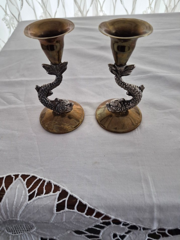 pirinç kio Balık Figürlü Şamdan Seti - Görsel 3