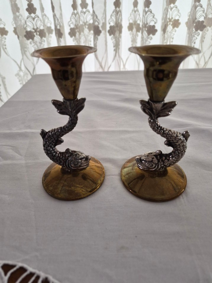 pirinç kio Balık Figürlü Şamdan Seti - Görsel 2