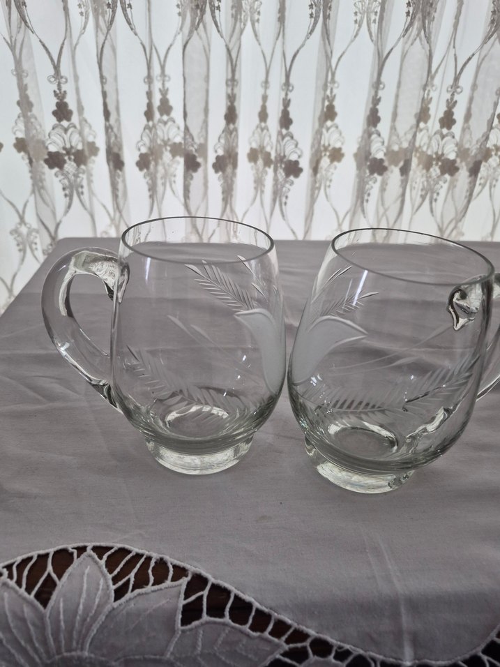 Oymalı kalem işçilikli Desenli vintage Cam Bardak - Görsel 3